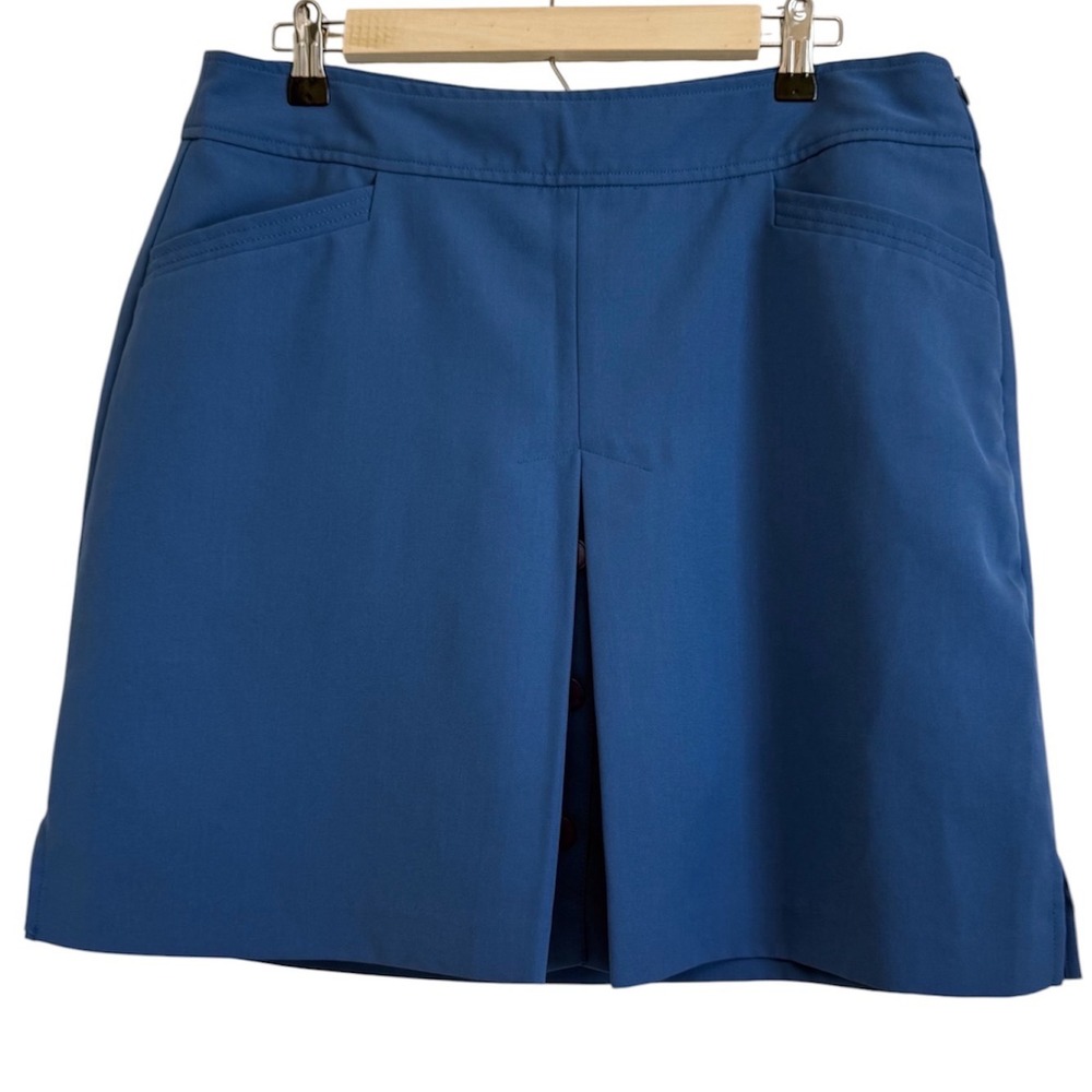 EP Pro Womens Blue Golf Skort Size 12 Front Pleat Button Detail Activewear